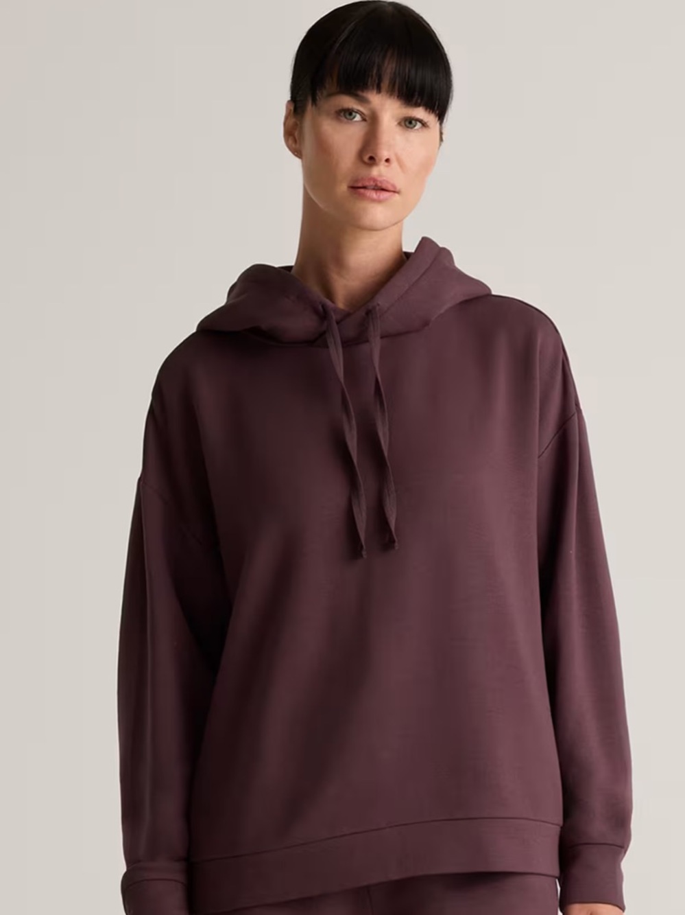 Quince SuperSoft Fleece Pullover Hoodie Size Small Fig Loungewear